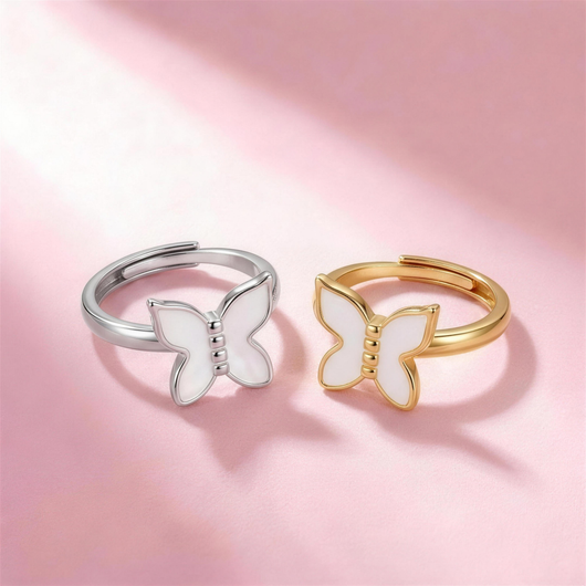 Fidget Butterfly Ring Gold & Silber – Anti-Stress Ringe mit drehbarem Schmetterling
